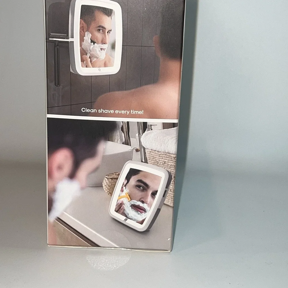 Atomi Fog Resistant LED Shower Mirror Razor Hooks Suction Rechargeable New White